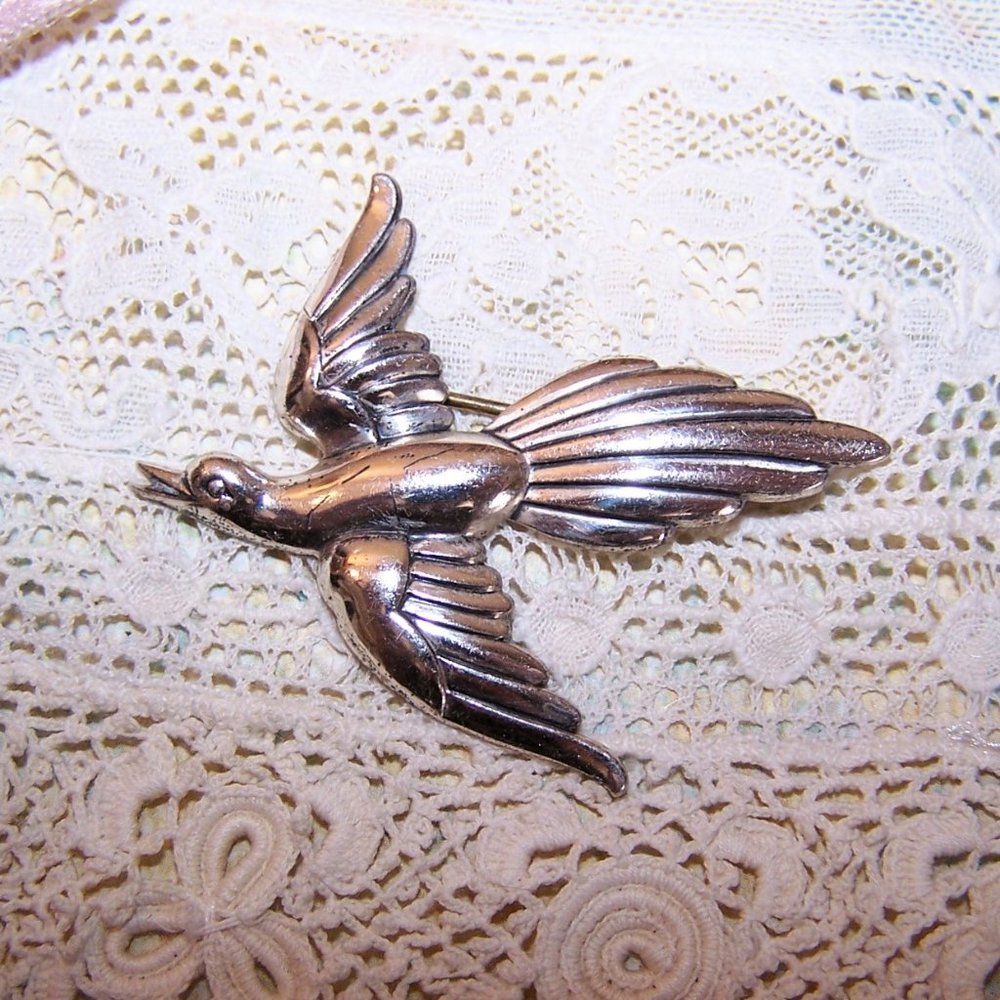 Vintage Forstner Sterling Silver Bird of Paradise Pin Brooch